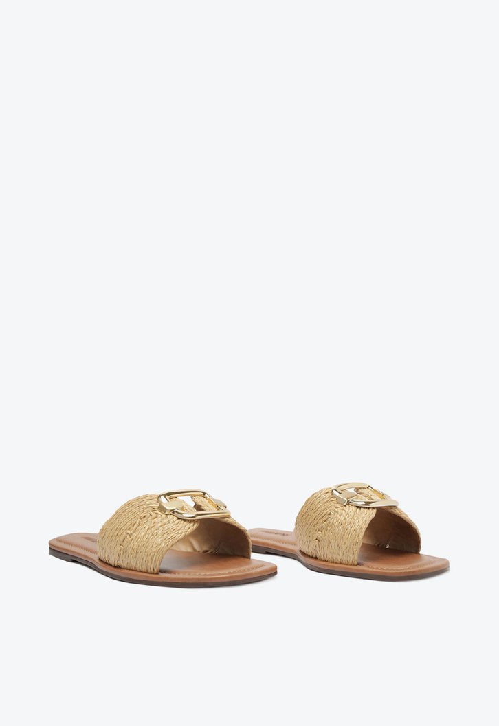 Rasteira Nude Anacapri Fivela Palha Zz Mall