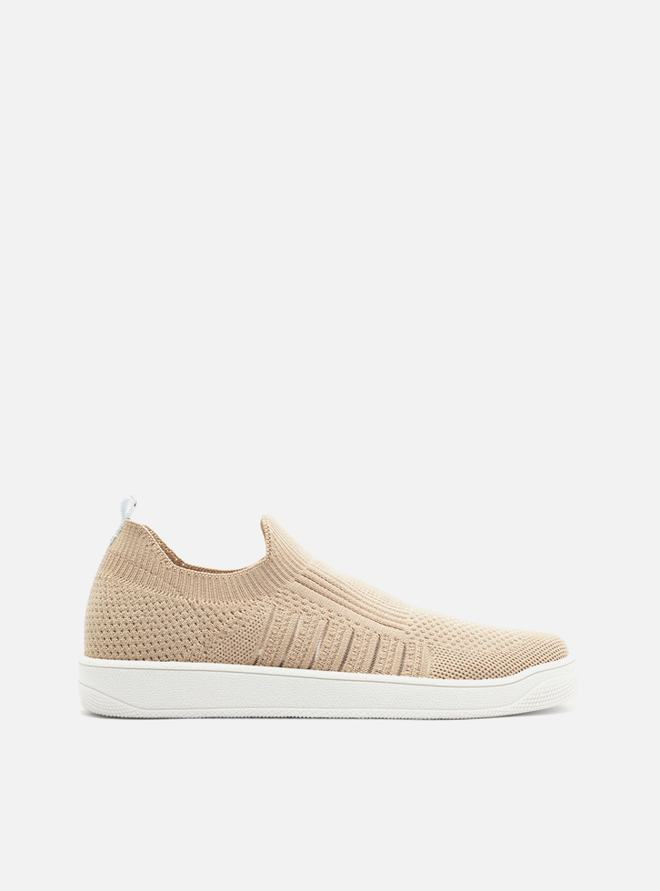 T Nis Slip On Nude Arezzo Knit Bico Redondo Zz Mall