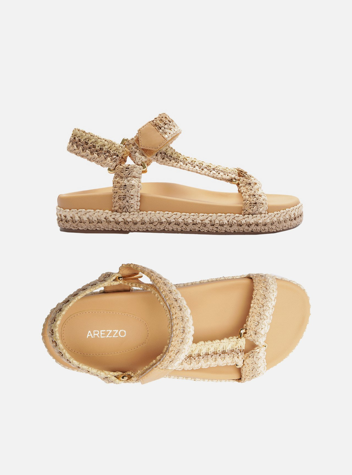 Sand Lia Papete Flatform Nude Natural Arezzo Couro Zz Mall
