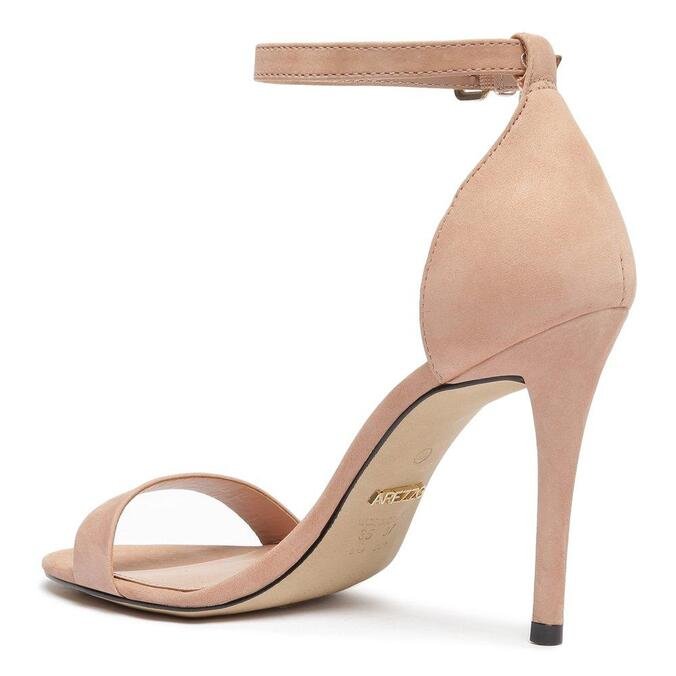 Sandália Arezzo Nude Nobuck Isabelli Salto Alto ZZ MALL