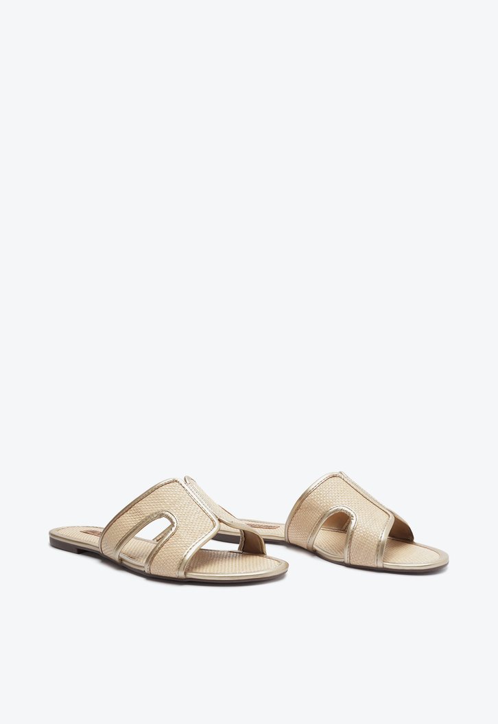 Rasteira Dourada E Nude Anacapri Essencial Palha Zz Mall