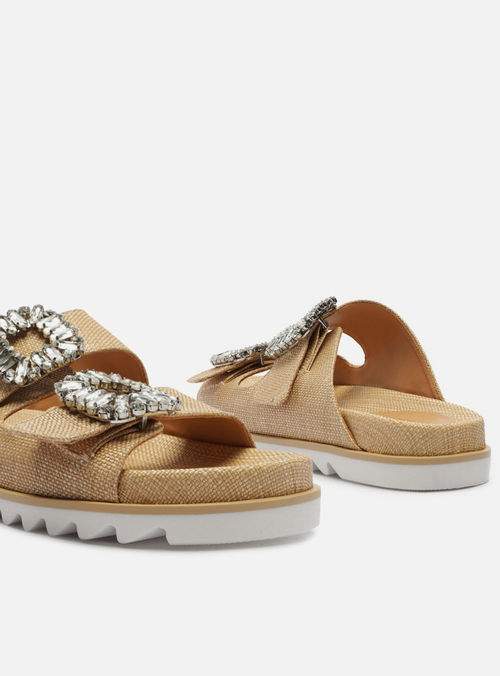 Sand Lia Slide Flatform Nude Arezzo Palha Pedraria Zz Mall