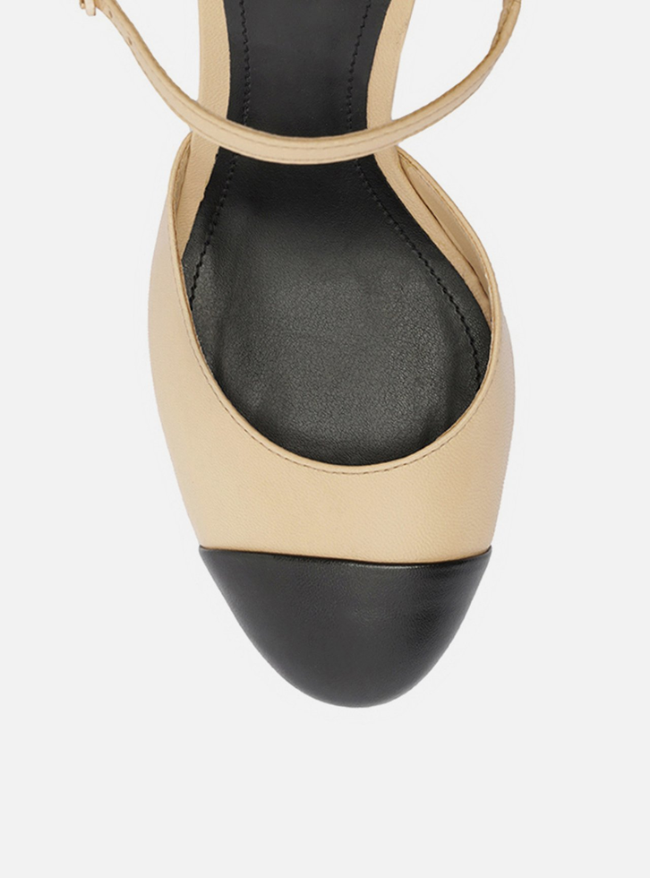 Scarpin Nude Arezzo Couro Anabela Cap Toe Zz Mall