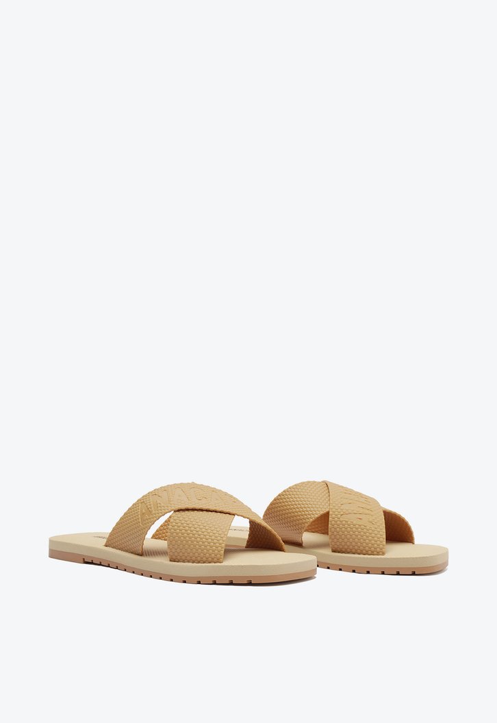 Rasteira Nude Anacapri Tiras Cruzadas Logo Zz Mall