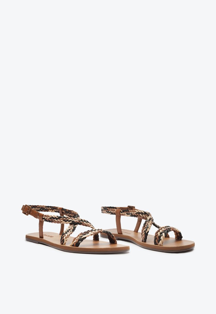 Sandália Marrom E Nude Anacapri Tiras De Trança ZZ MALL