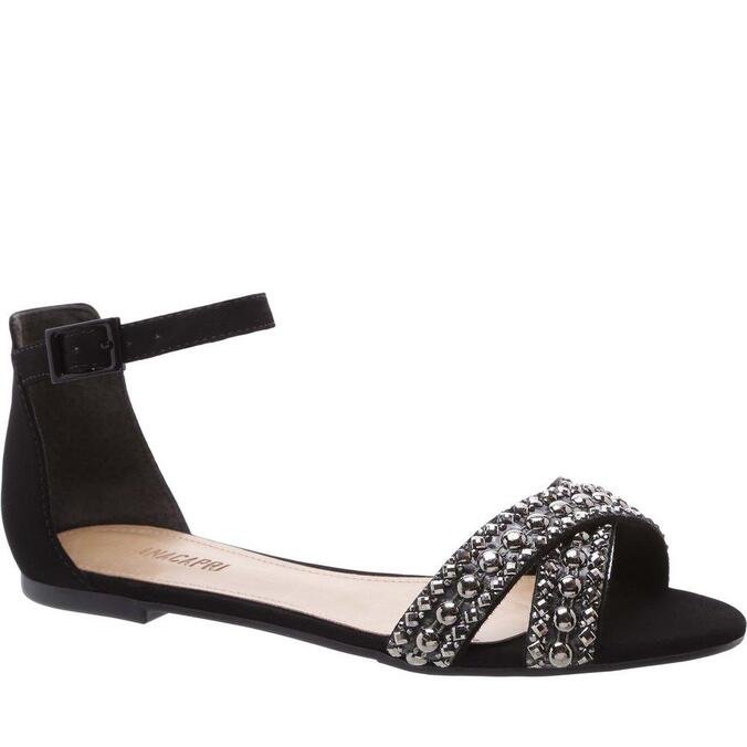 sandalia preta tiras cruzadas