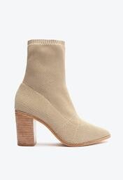 Bota Bege Schutz Dae Salto Bloco Médio Knit