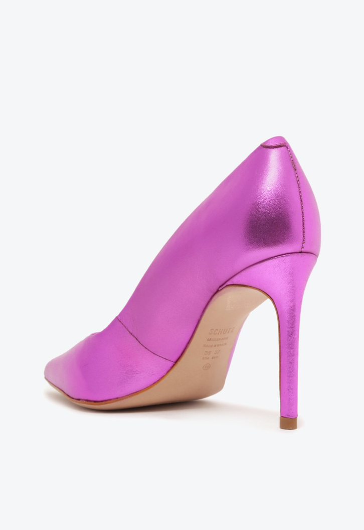 Sapato Scarpin Metalizado Rosa