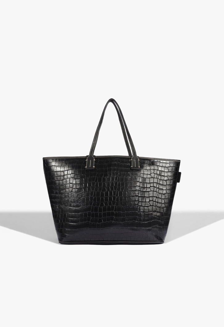Bolsa Shopping Preta Schutz Couro Croco