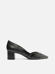 Scarpin Preto Arezzo Couro Verniz Salto Baixo Bloco