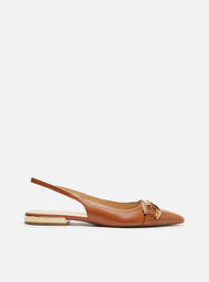 Sapatilha Marrom Arezzo Couro Bico Fino Slingback Bridão