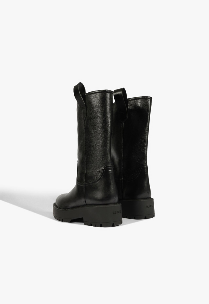 Bota Cano Alto Couro Preta