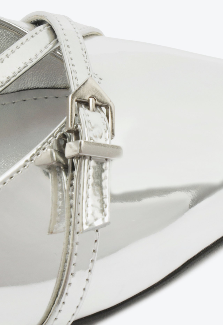 Sapato Mule Slingback Prata