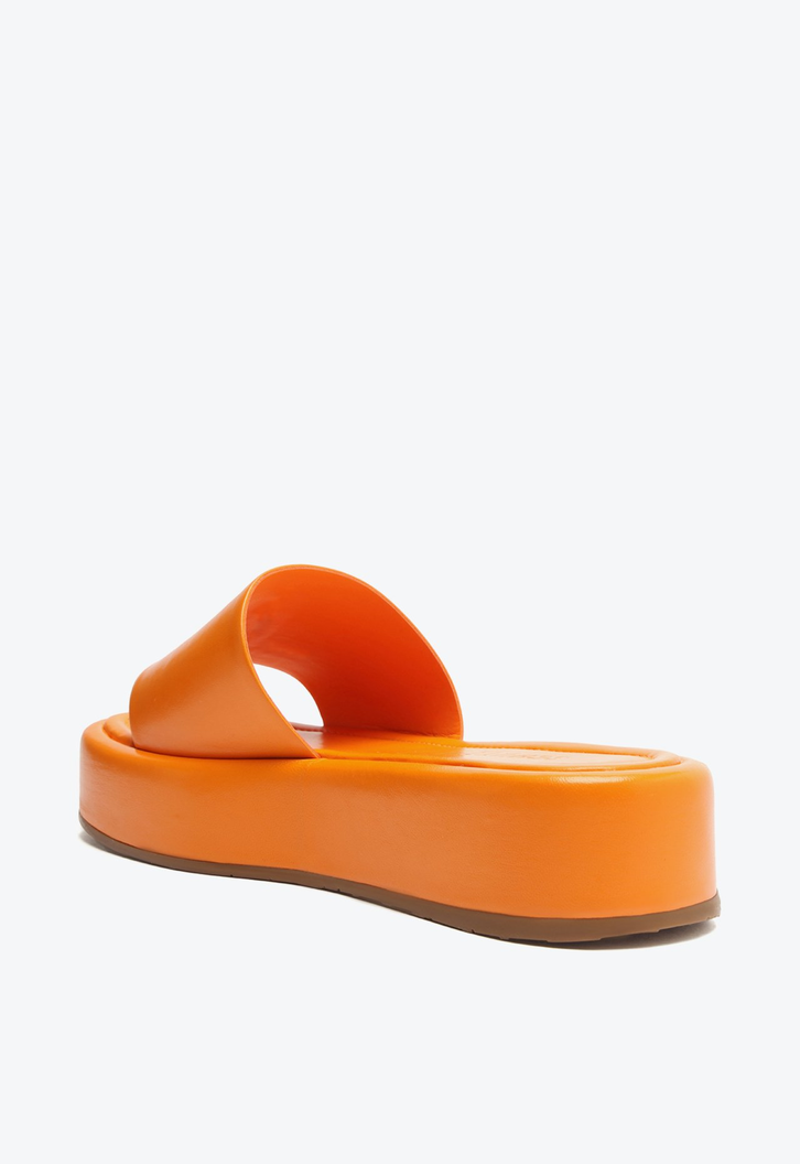 Sandália Plataforma Couro Laranja