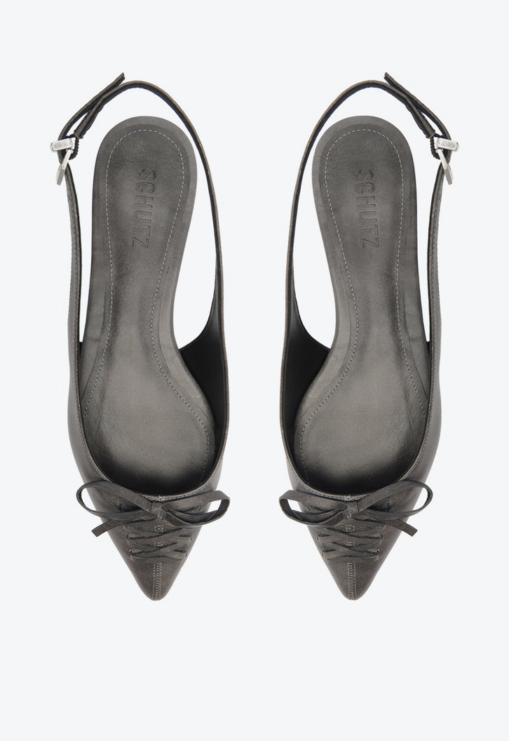 Sapato Slingback Cady Ballet Couro Preto
