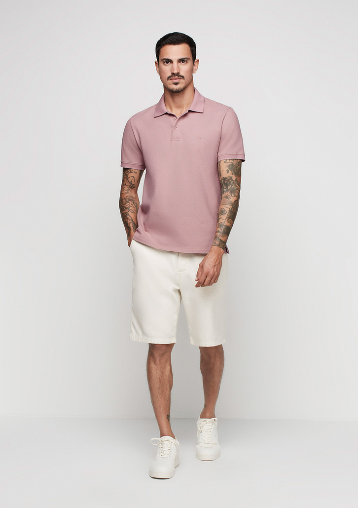 Camisa Polo Rosa Dzarm Em Malha Piquet