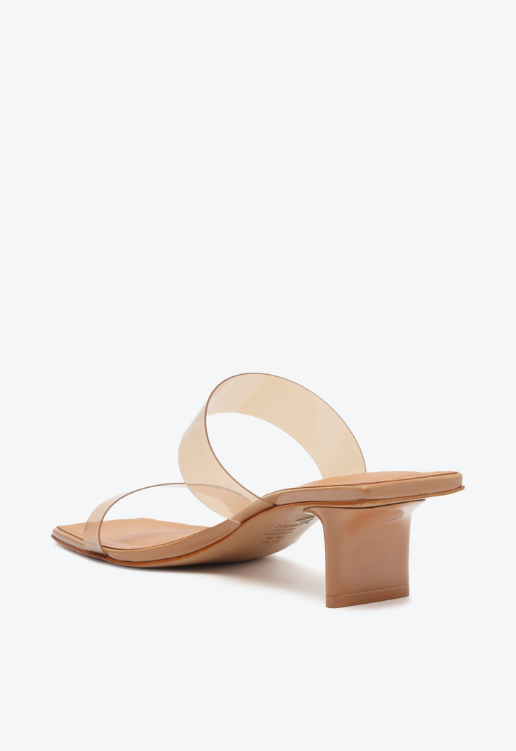 Sapato Mule Hot Transparency Vinil Bege