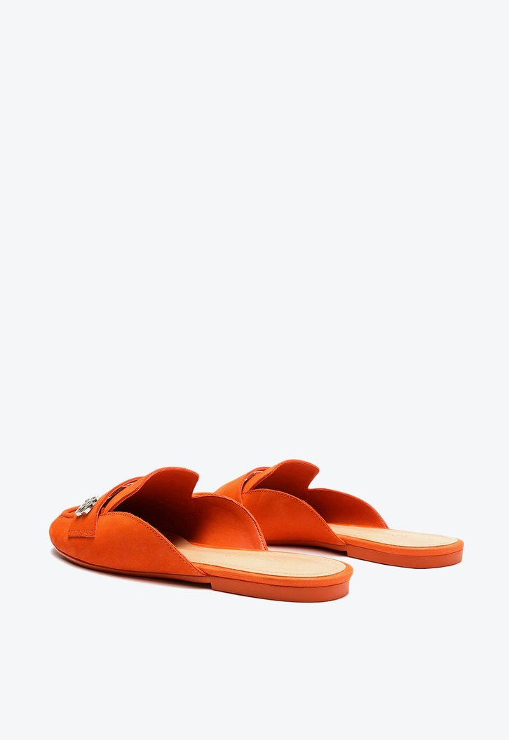 Sapato Mule Rasteira Laranja Schutz Nobuck