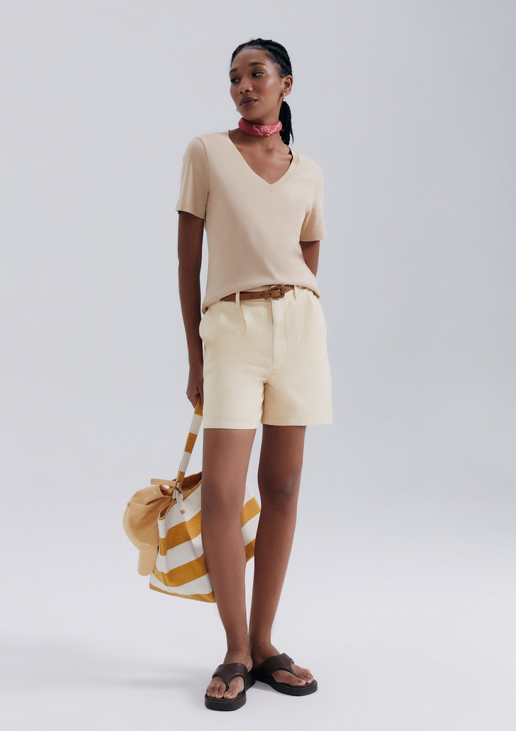 Blusa Bege Hering Decote V