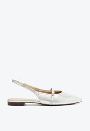 Sapatilha Prata Anacapri Slingback Bico Fino