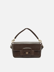 Bolsa Tiracolo Marrom Couro Média Detalhe Moeda