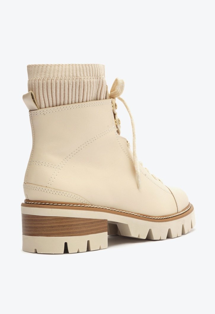 Coturno Off-white Arezzo Couro Cano Médio Tratorado Knit