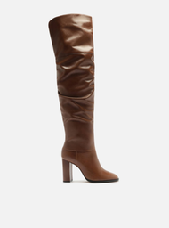 Bota Marrom Arezzo Over The Knee Couro Salto Alto