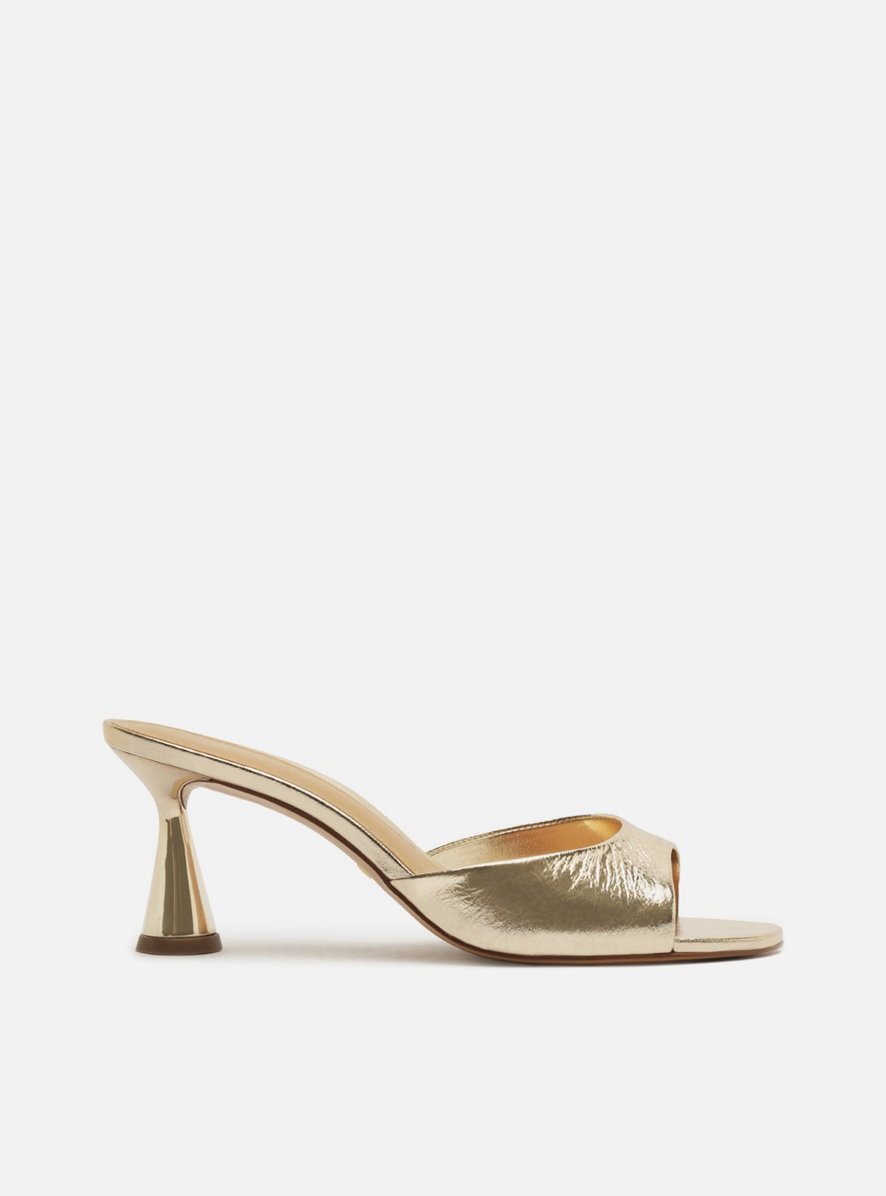 Mule Dourada Salto Taça Metalizado | ZZ MALL