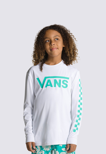 Camiseta Vans Classic Checker Sun Ls White Waterfall Infantil