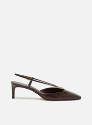 Scarpin Vinho Couro Salto Médio Slingback Elo