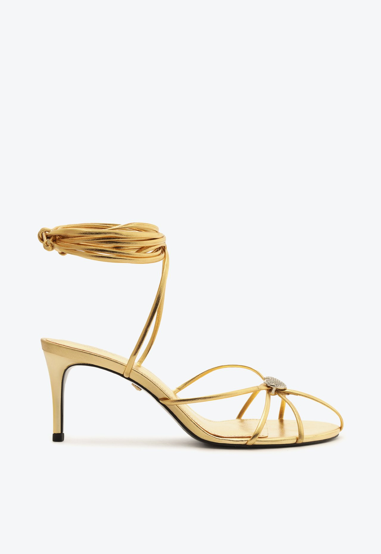 Sandália Dourada Schutz Salto Alto Cristais Amarração | ZZ MALL