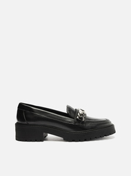 Mocassim Preto Arezzo Couro Tratorado Corrente