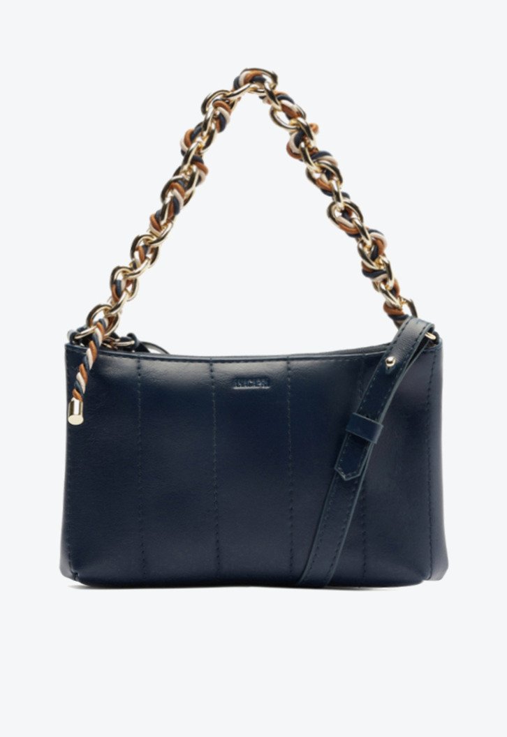Bolsa Tiracolo Azul Anacapri Pequena Corrente Cordão Tricolor