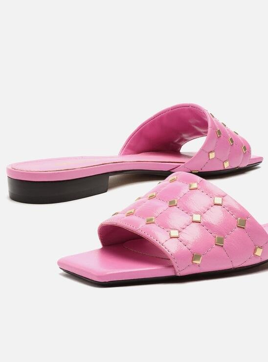 RASTEIRA ROSA AREZZO SLIDE MATELASSÊ TACHAS