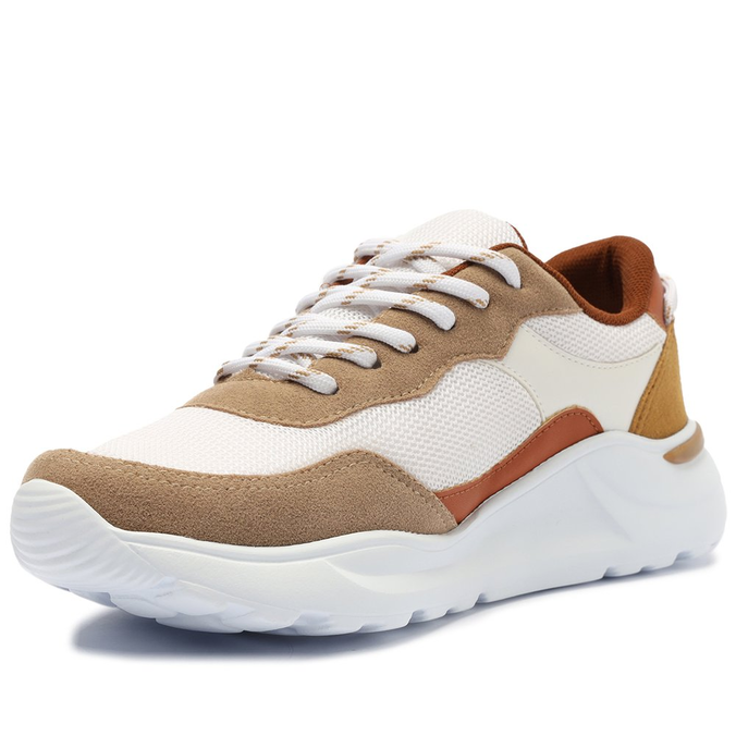 Tênis Chunky Branco Detalhes Assimétricos Marrom