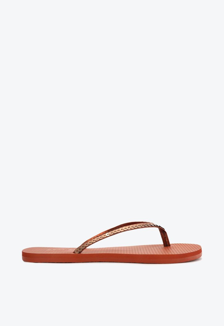Chinelo De Dedo Vermelho Brizza Tira Metaliza