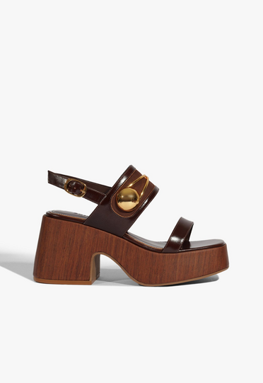 Sandália Plataforma Ornella Couro Marrom