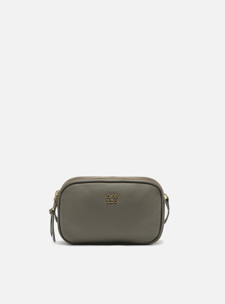 Bolsa Tiracolo Cinza Couro Pequena Assinatura