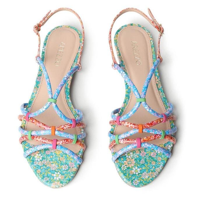 Sandália Arezzo Rasteira Multicolorida Floral