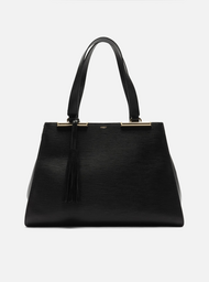 Bolsa Shopping Preta Couro Jeni Grande