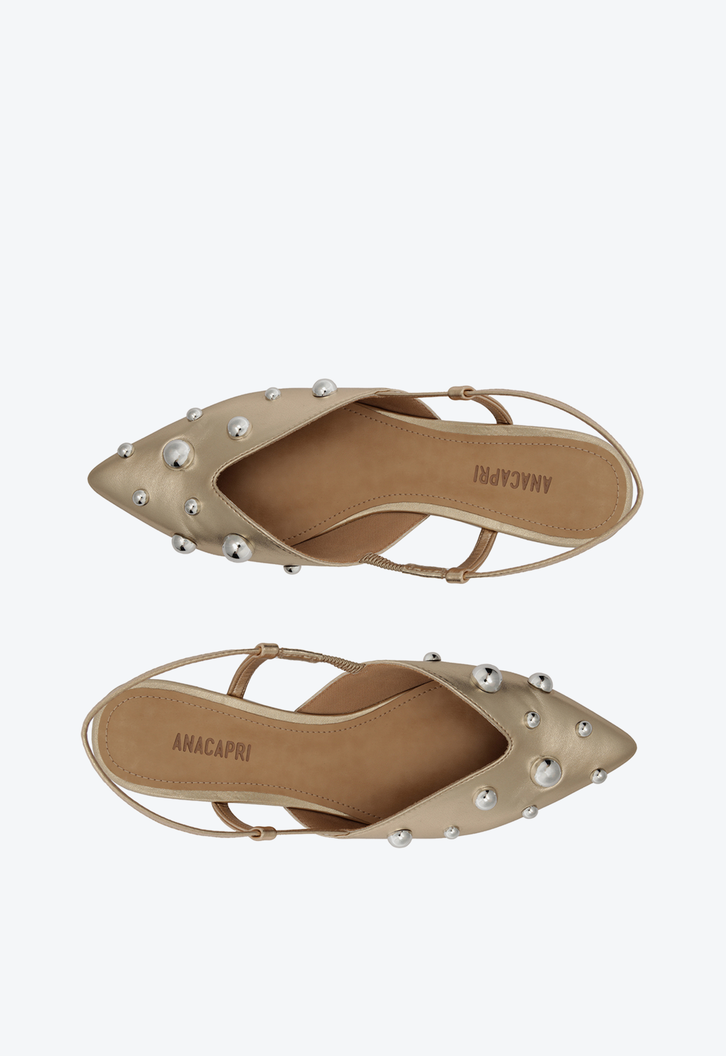 Sapatilha Slingback Maxi Tachas Dourada | ZZ MALL