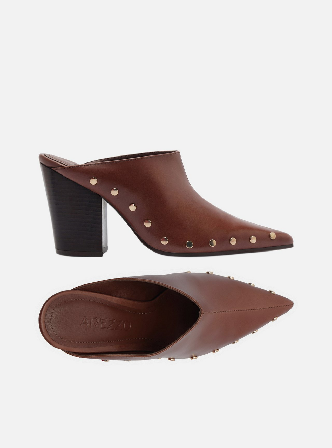 Mule Fechada Marrom Couro Bico Fino | ZZ MALL