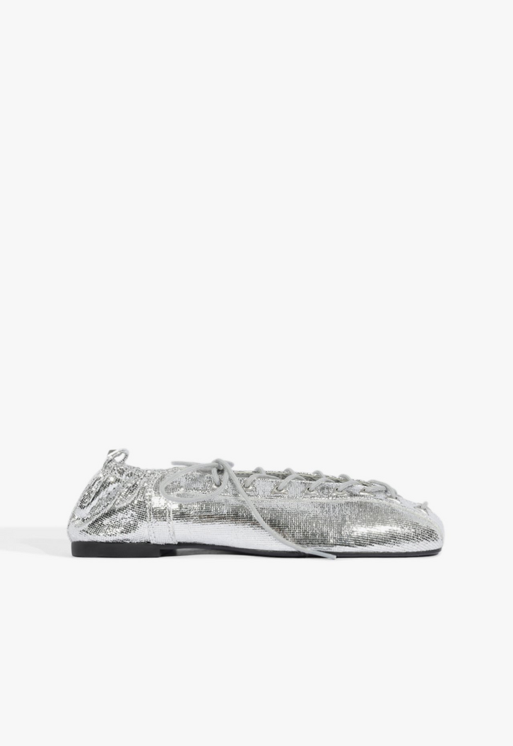 Sapatilha Ballerina Lola Couro Prata