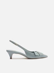 Scarpin Azul Arezzo Couro Bico Fino Slingback Laço