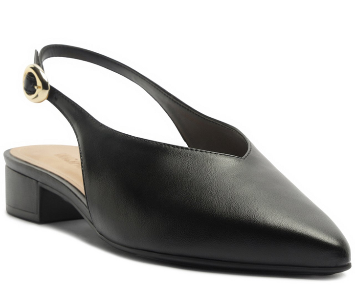 Scarpin Slingback Salto Bloco Recorte Preta
