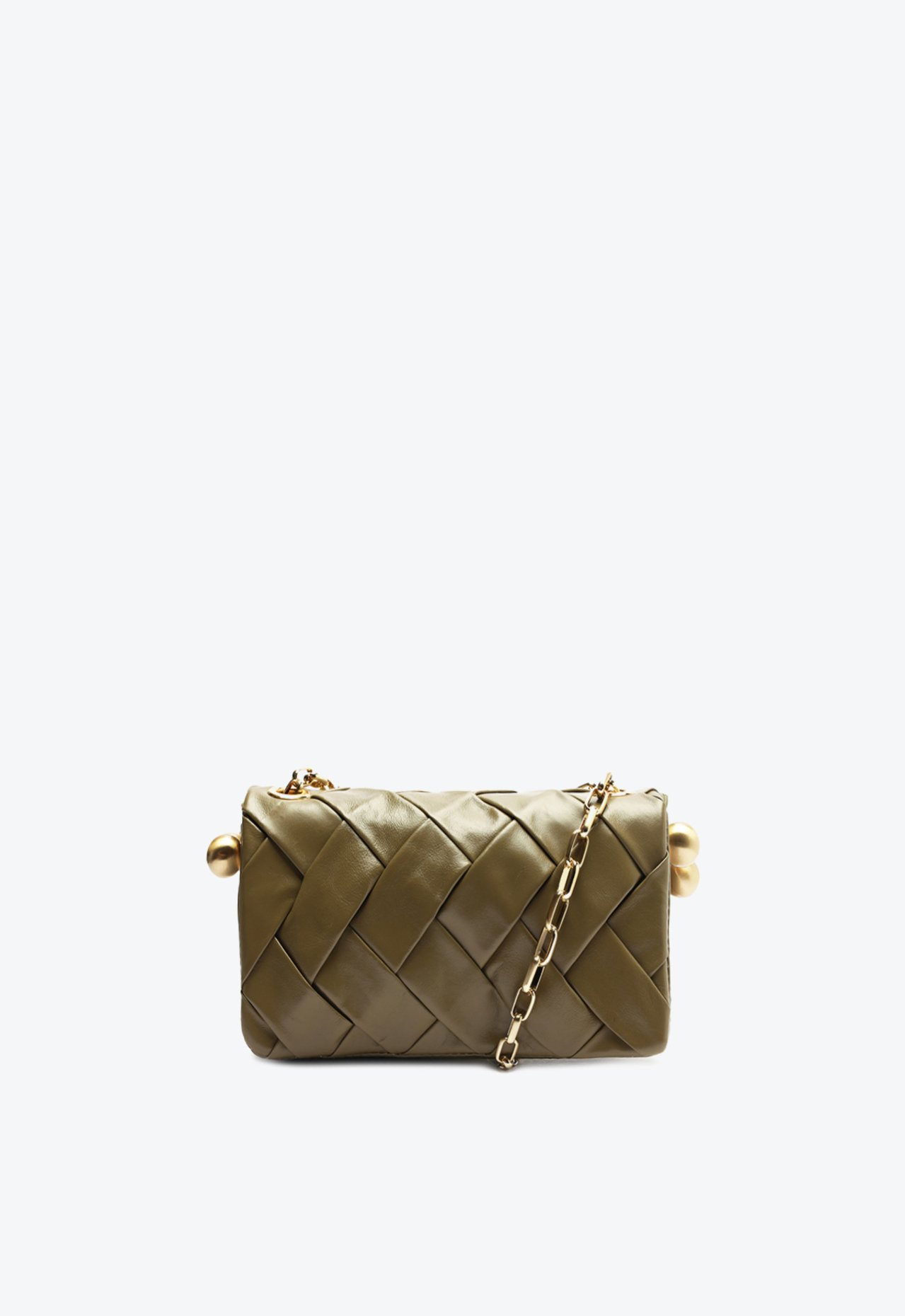 Bolsa Verde Schutz Shoulder Weave Couro | ZZ MALL