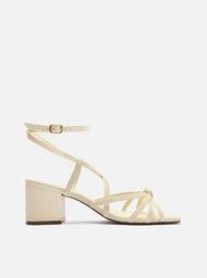 Sandália Off-White Arezzo Bloco Bico Quadrado Tiras Nó