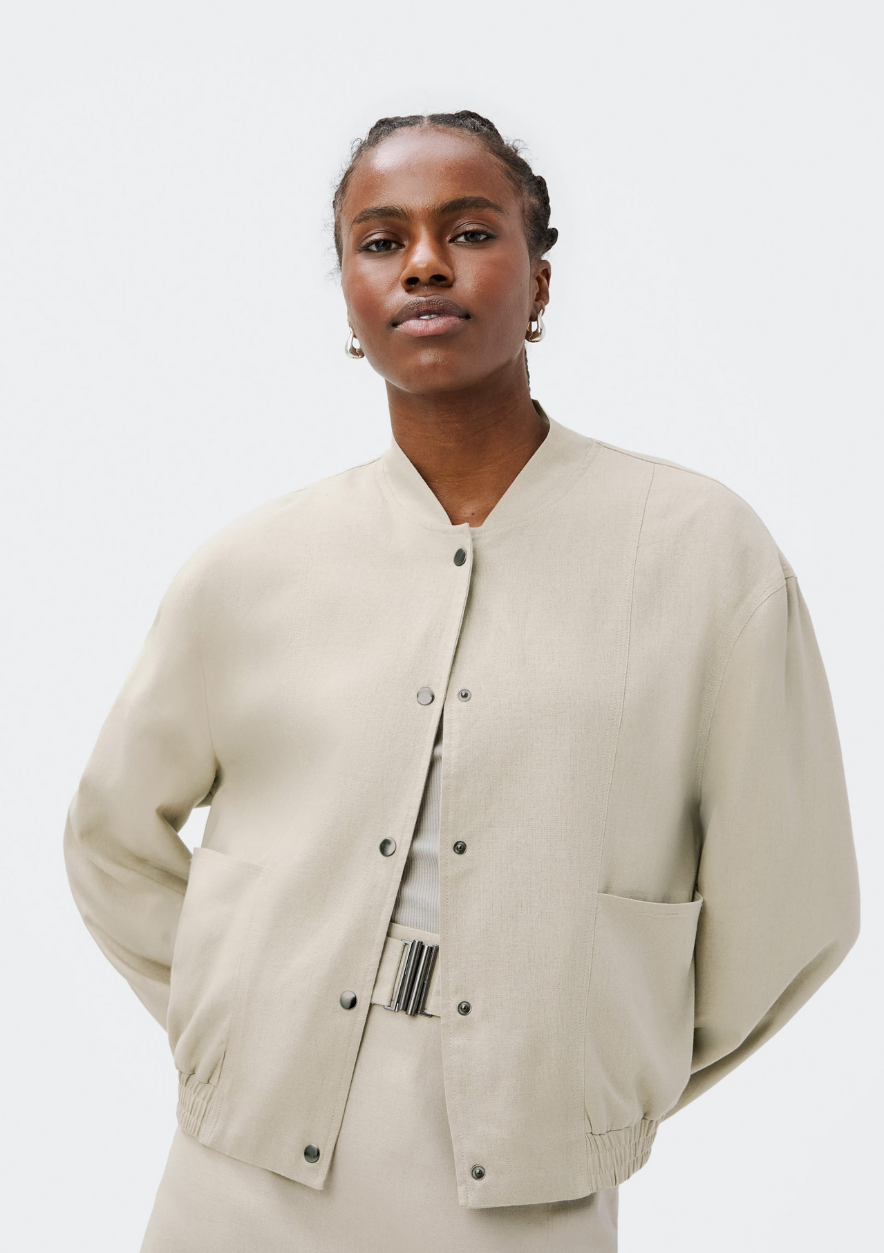 Jaqueta Creme Hering Bomber Com Linho | ZZ MALL