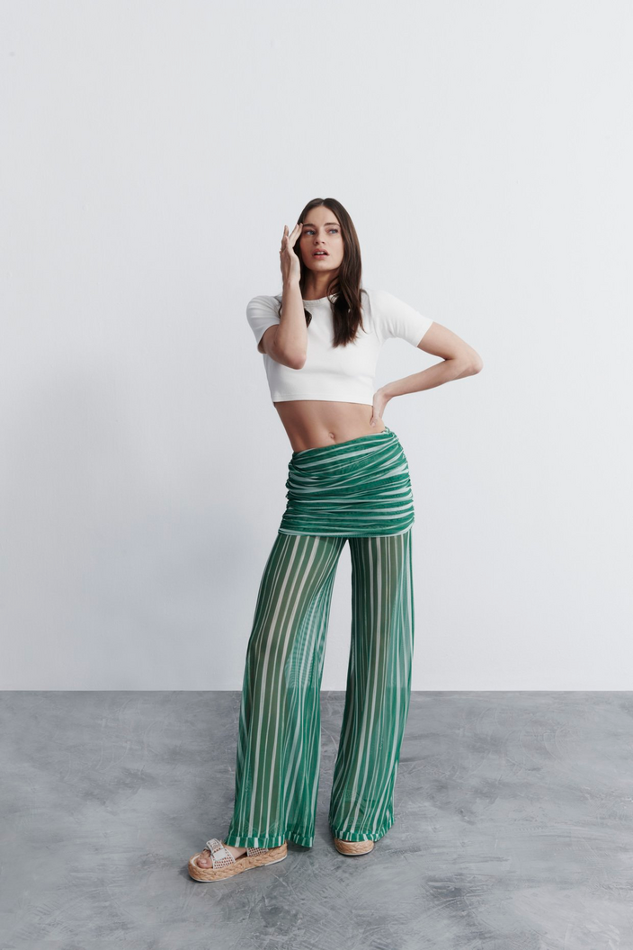Calça Reta Iris Estampa Atlântico Verde