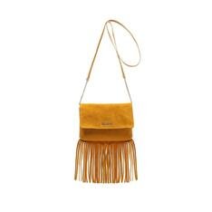 Bolsa Anacapri Amarela Franjas Camurça